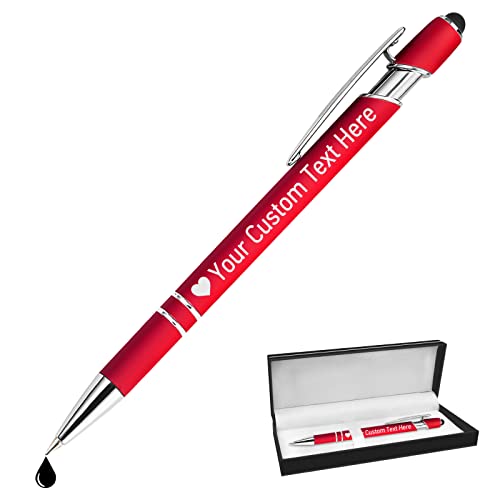 Boligrafos Personalizados con Nombre Logo Bolígrafo Personalizado Regalos Originales para Boda Comunion Bautizo Empresa Jefa Profesora, Rojo
