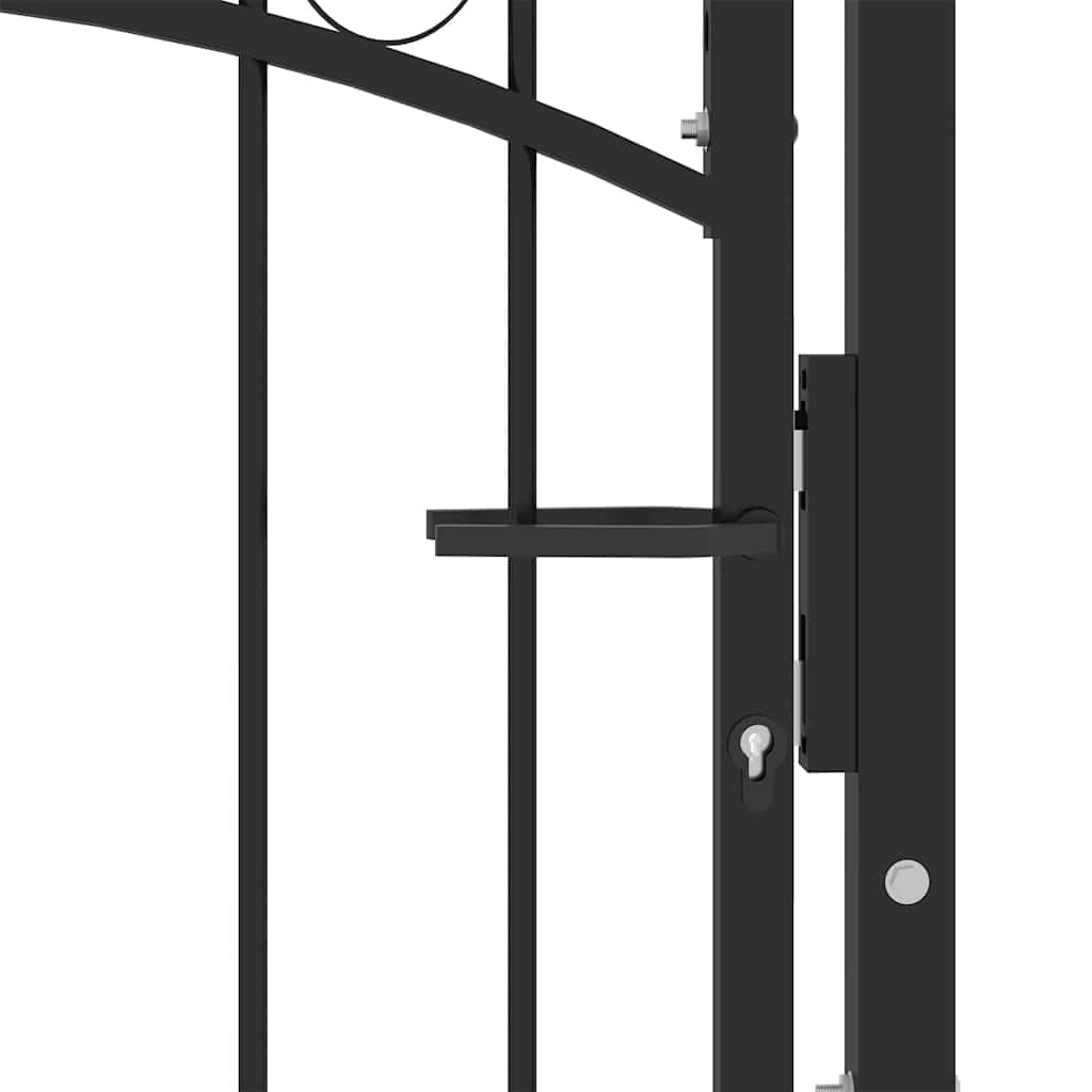 vidaXL Puerta de Jardín con Arco Superior Cancela Valla Verja Patio Entrada Exterior Cerca Cerradura Robusta Estable Duradera Acero Negro 100x100 cm