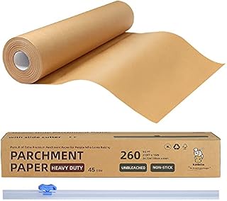 katbite Heavy Duty Parchment Paper Unbleached Baking Roll 38CM x 64M Non Stick Paper for Cooking, Meat, Vegetables, Pizza