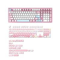 YUNZII AL98 QMK/VIA Wireless Mechanical Gaming Keyboard(Pink, Milk Switch), MOG Dye Sub PBT Keycaps(Pink Ice Cream)