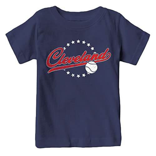 Cleveland Baseball Vintage Kid's Fan T-Shirt (Navy Shirt, 2T)