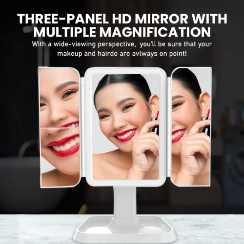 Love You Studio Makeup Mirror With Led Lights For Makeup Desk - Lighted Makeup Mirror With Magnification - Tri-Fold Personal Light Mirror With Stand #TOP2