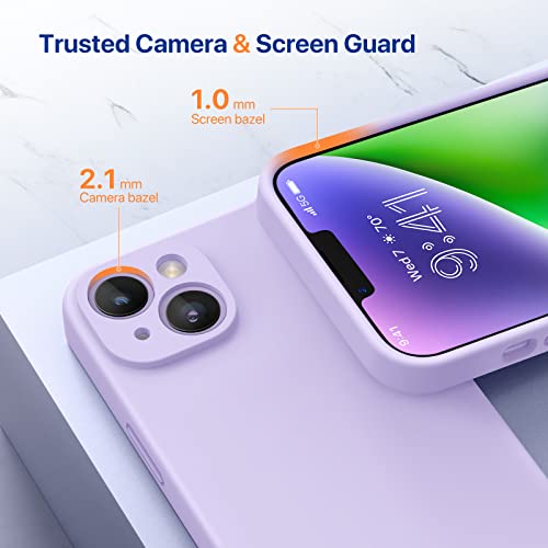 Image of Miracase Designed for iPhone 14 Plus Case with Screen Protector,[Upgraded Enhanced Camera Protection],Shockproof Liquid Silicone Case with Microfiber Lining,6.7 inch(Light Purple)