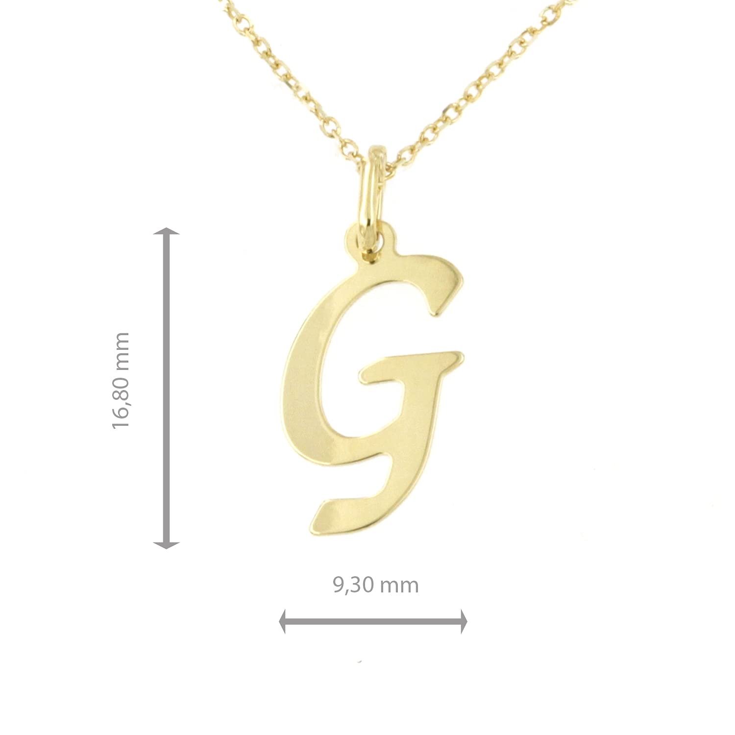 Lucchetta Schmuck Goldkette Damen 375 Echtgold Buchstabe Anhänger | 9 Karat Gelbgold, Initialen A-Z, 45 cm, für Damen
