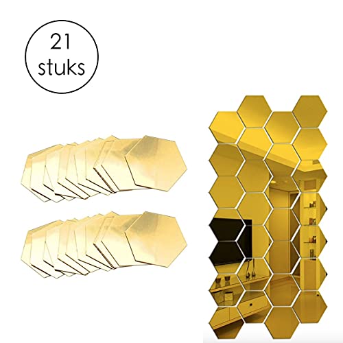 Spiegel Sticker Set - Goudkleurig - 18 x 16 cm - Waterproof - Afbeelding 4