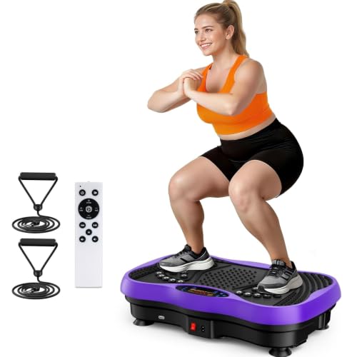 Image of Vibration Plate Exercise Machine, 130 Levels Full Body Workout Vibrating Plate for Lymphatic Drainage Weight Loss, 450 Lbs Capacity Shake Platform with Bluetooth for Women Men