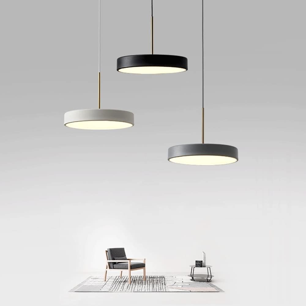 Minimalistyczny i lekki, okrągły i ultracienki żyrandol z akrylowym kloszem, idealny do biura, jadalni, sali konferencyjnej, wyspy kuchennej/biały, 30 cm/trzy kolory