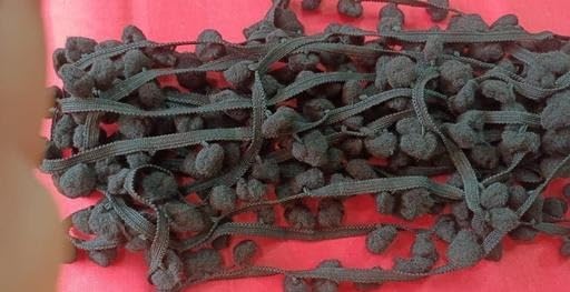 Decorative Multi Pom Pom Lace – 9 Meter Trim for Sarees, Suits & Blouses Black Free Size 1