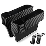 Nisstiiv Car Seat Gap Filler Organizer, Multifunctional Seat Gap Storage Box with Cup Holder, Console Side Extra Pouchs with USB Car Charger, Auto Accessories for Cellphone Wallet Key (A-Pair)