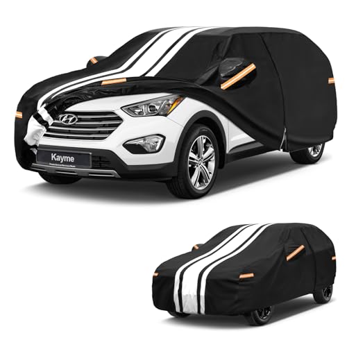 Image of Kayme Hyundai Santa Fe Car Cover Waterproof All Weather for Automobiles | Custom Fit for Santa Fe Santafe (2000-2026), Gift with Tape /Towel, Outdoor Full Exterior Cover Rain Snow Sun UV Protection.