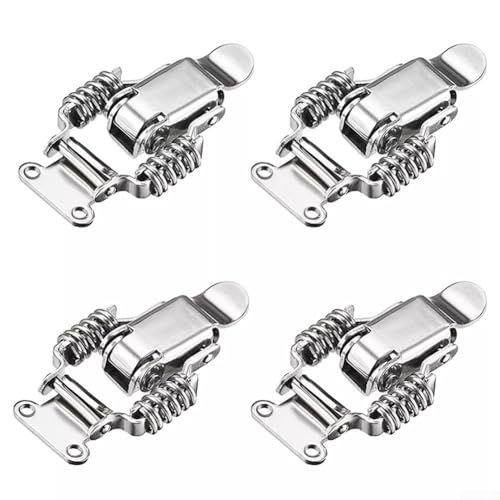 Gdfnmogo Loquet à bascule à double ressort en acier inoxydable pour verrouillage sécurisé sur armoires et boîtes à outils, usage industriel S 58 x 36 mm L 74 x 47 mm (L)