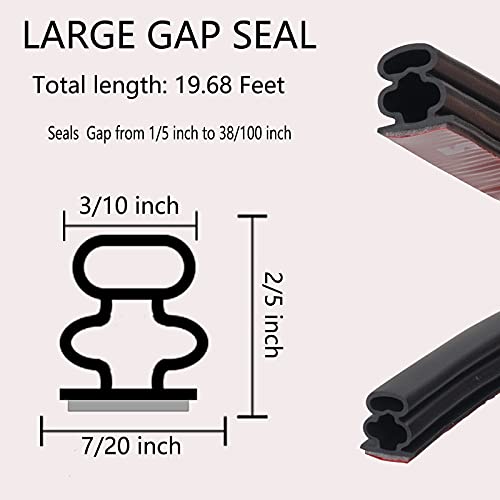Weather Stripping Seal Strip For Doors/Windows, Self-Adhesive Backing Seals Easy Cut To Size (19.68 Ft, Black) #TOP1