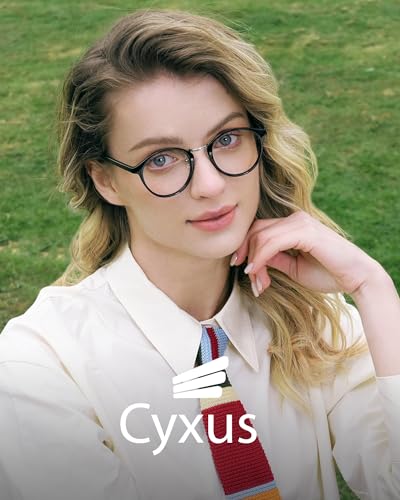 Image of Cyxus Nerd Glasses Round Blue Light Glasses for Women Men Reduce Eye Strain UV Blocking for Computer Screen(8065T01 Black)