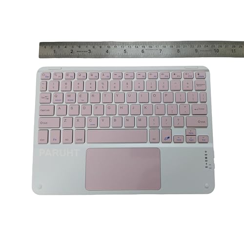 Image of Wireless Bluetooth Keyboard with Touchpad Rechargeable Slim Lightweight Like Air Multi-Device Portable for Tablet, Laptop, Smart TV, PC, Pink BTW-TOUCH42