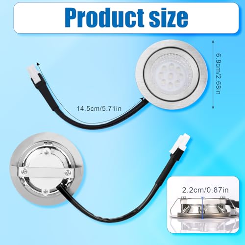 Gosknor 2pcs Range Hood Light Bulbs Recessed, DC 12V 6500K Stainless Steel Range Hood LED Light Replacement Lights Accessories for Stove Kitchen