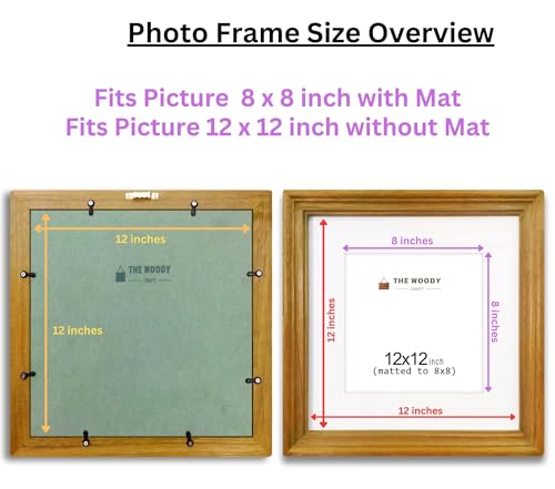 Image of Wooden Square Photo Frame With Mat,Orange Photo Frame 8 X 8 Inch With Mat Or 12 X 12 Inch Without Mat For Wall Decoration,Gallery Walls,Best Wooden Photo Frames For Posters & Photos
