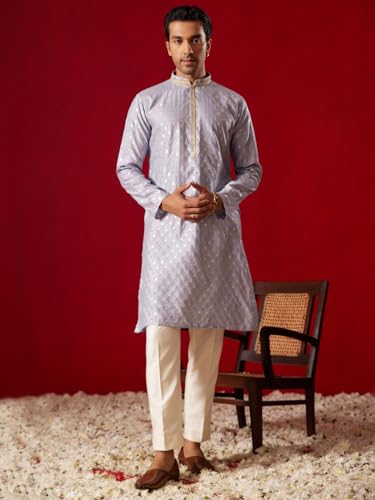 Image of VASTRAMAY Men's Silk Blend Kurta and Pyjama Set