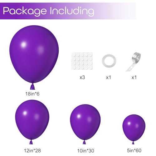 Image of Ouddy Party 129Pcs Dark Purple Balloons Arch Garland Kit 18 12 10 5Inch