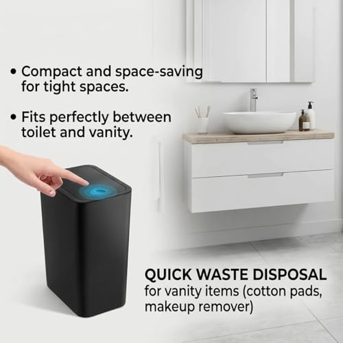 Caneca de basura compacta con tapa 10 litros negra miniatura 2