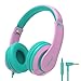 Produktbild RockPapa I20 Kopfhörer Kinder, Kinder Kopfhörer mit Kabel, HD Stereo Kopfhörer mit Mikrofon für Kinder Jugendliche und Erwachsene, Faltbare Kopfhörer für Handy, Tablet,PC,TV - Rosa Grün