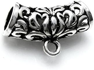 Dreambell 1 pc 925 Sterling Silver Bali Flower Pattern Butterfly Leaf Curved Tube Bead Bail Pendant Connector Slide/Findings/Antique