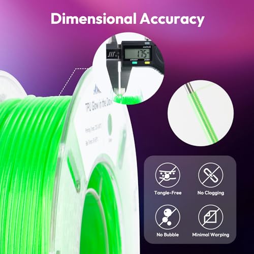 Image of AMOLEN 95A TPU Glow in the Dark Filament Bundle, Red, Orange, Blue Purple, Green 1.75mm Soft Flexible TPU 3D Printer Filament, Best with UV Lamp, 200g x 4 Pack, Luminous Filament for Halloween
