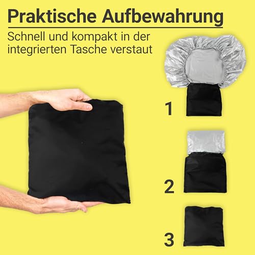 Zamboo Kindersitz Hitzeschutz | Autositz Abdeckung gegen Sonnenwärme, Universal für Babyschalen, Reboarder und Sitze Gruppe 0/1/2/3, mit integrierter Aufbewahrungstasche - Silber