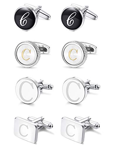 LOYALLOOK 4Pairs Men's Initial Letter Shirts Cufflinks Engraved Shirt Cufflink Alphabet Set Fashion Dazzle Tuxedo Cufflinks Business Wedding Father's DayGift LOYALLOOK 4Pairs Men's Initial Letter Shirts Cufflinks Engraved Shirt Cufflink Alphabet Set Fashion Dazzle Tuxedo Cufflinks Business Wedding Father's DayGift