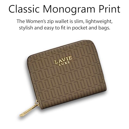 Image of Lavie Luxe Women's Mono Flap25 Small Zip Around Zip Wallet | Gift for Women