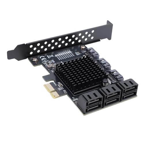 Sxhlseller Tarjeta de Expansión PCIE 1X de 9 Puertos, Adaptador PCIE a 9 SATA3.0 de 6 Gbps, Compatible con Hot Swap y Soft Raid, Controlador PCI Express 1X, 4X, 8X, 16X SATA para Sistemas