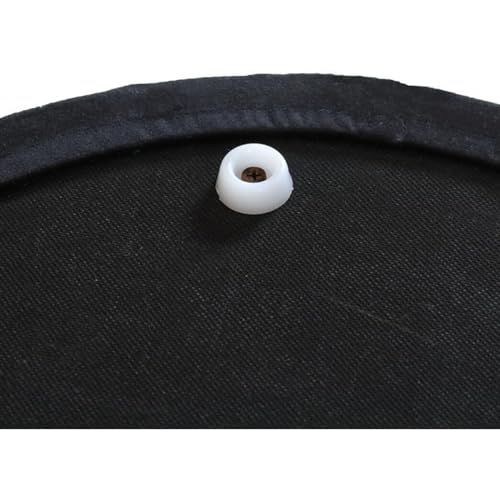 Image of Luxury Velvet Round Ottoman Stool | Gold Base & Trim Accent Furniture | Modern Vanity Pouffe | Footrest Seat for Living Room, Bedroom & Makeup Area (Black)
