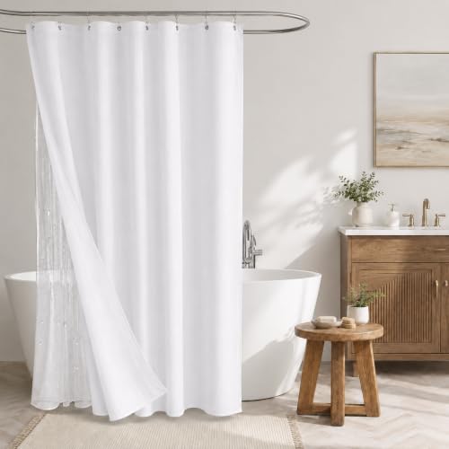 LaCyan Waterproof Waffle Shower Curtain