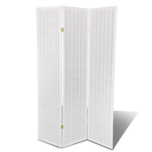 Magshion Room Divider Hardwood Shoji Screen (White Double Cross, 3-Panel)