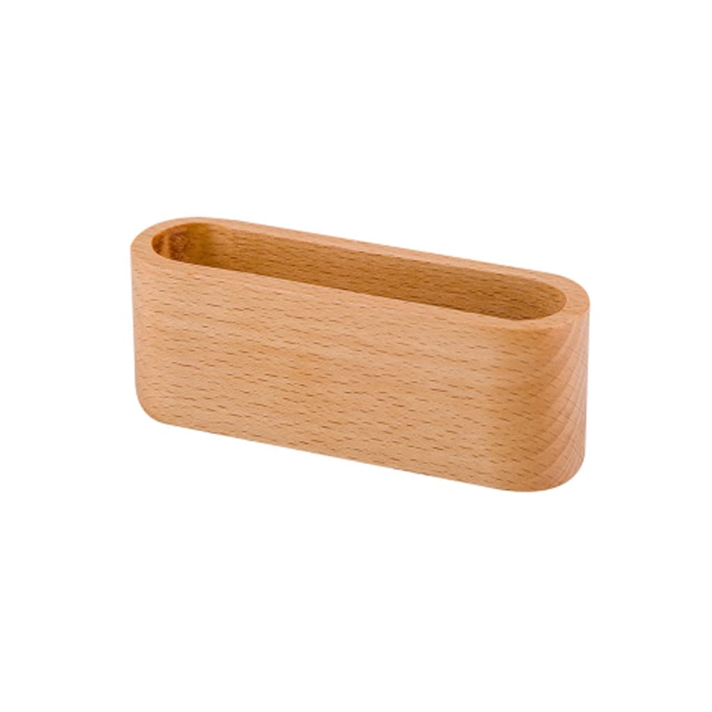 MOBYGKFY Black Walnut Beech Wood Stand Office Desk Wooden Business Card Holder Organizer Pen Storage Box