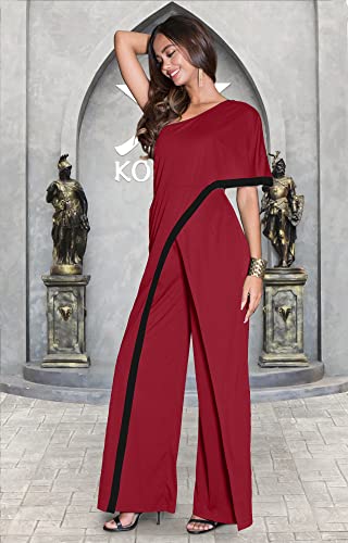 Image of KOH KOH Womens 2026 One Off Shoulder Asymmetric Long Pant Jumpsuit Romper