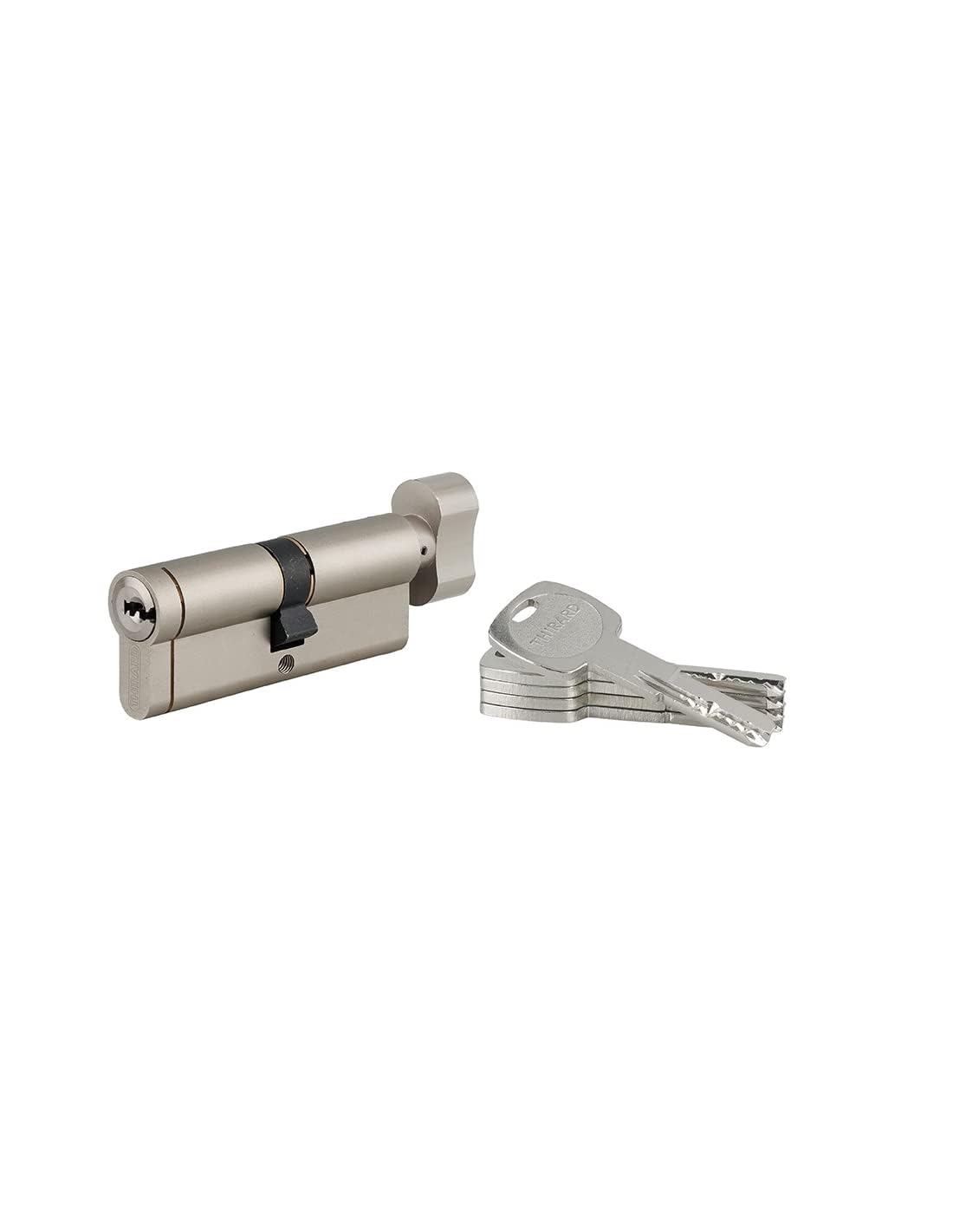 Cilindro europeo Transit 1 con pomolo 40 x 40 mm, nichelato, funzione emergenza, 5 chiavi – THIRARD