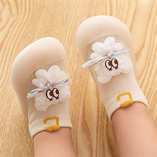 Toddler Baby Shoes Girl Boy Infant Boys Girls Animal Cartoon Socks Shoes Toddler Fleece WarmThe Floor (Beige, 6 Toddler)2