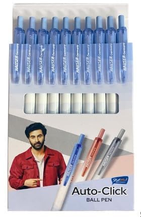 Hauser Auto-Click Ball Pen,Blue ink,Pack of 10 Pen