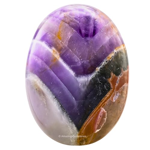 Image of Amazing Gemstone Amethyst Chevron Crystals and Healing Stones - Large Palm Stone Crystals Piedra - Crystal for Good Luck, Positive Energy, Meditation - Unique Stocking Stuffers, Gifts for Women, Men