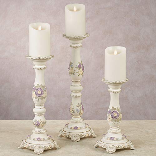 Enclaire Charming Floral Candleholders Ivory Set of 3