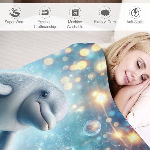 Manta de forro polar con delfín franela suave para cama 140x180 cm 6