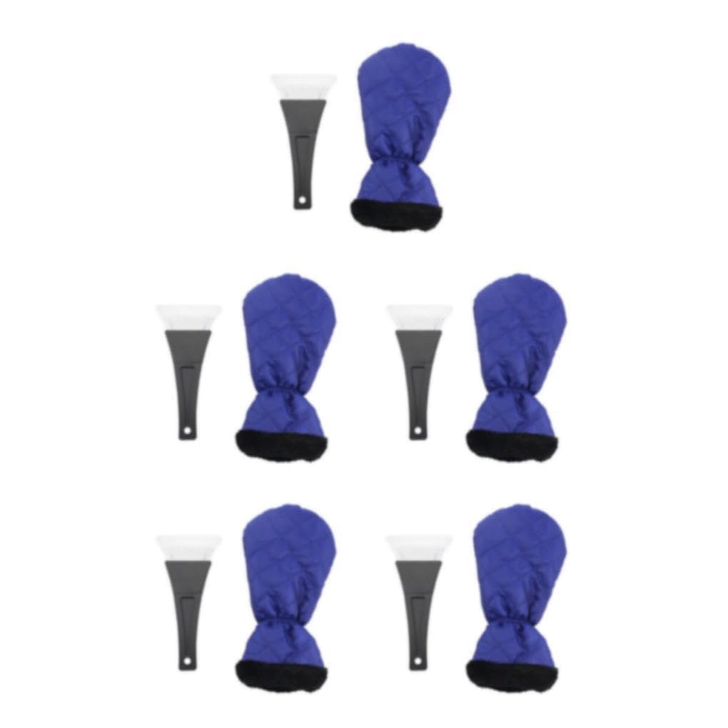 5 Satz von Eiskratzer Handschuh, einfach zu verwenden für Autos und LKWs, sicher für Windschutzscheiben, ergonomischer Auto Eiskratzer mit Handschuh und ABS, Blau