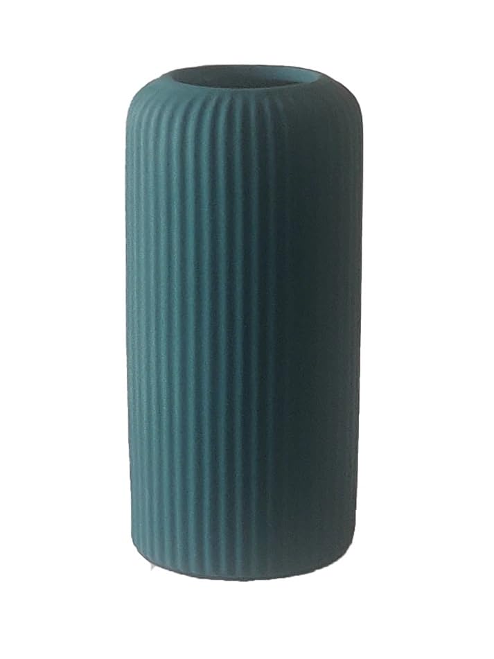 Image of SPHINX Ribbed Pipe Ceramic Vase | Green 6 Inch Flower Vase for Pampas Grass, Money Plant & Live Plants | Decorative Centerpiece Vase for Home, Office & Gifting | Vase Only (No Flowers)