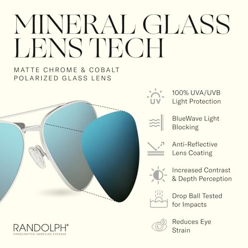 Image of Randolph Eyewear Concorde Aviator Sunglasses for Men and Women - Non-Polarized & Polarized Aviator Sunglasses Made to Last