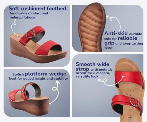 Image of puntoblu Cushion Comfort Designer Platform Heels for Women | Comfortable Padded Footbed | Anti-Skid & Durable Wedge Heel Slippers for Girls | Ideal for Casual, Party & Ethnic Wear