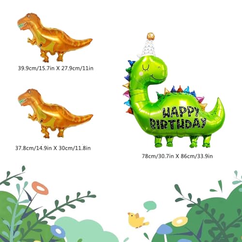 Image of Dinosaur Birthday Party Supplies, Dinosaurs Party Decorations 4 Year Old Foil Balloons for Boys and Girls