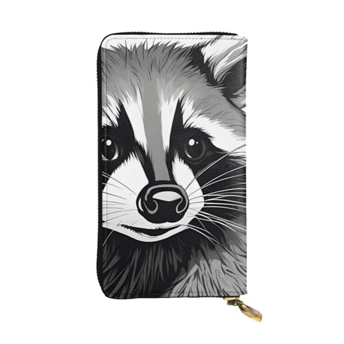 Cute Raccoon Prints Leather Long Clutch Wallet for Fashionable Girls and Women - Durable, Stylish, and Functional, Black, One Size
