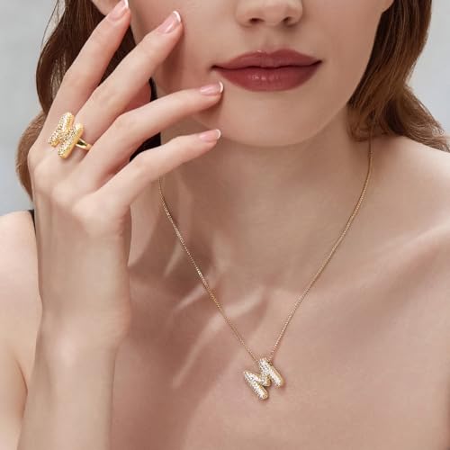 Cicy Bell Initial Necklace for Women 18k Gold Plated Cubic Zirconia Luxurious Personalized Dainty Letter Pendant Necklace Birthday Gifts4