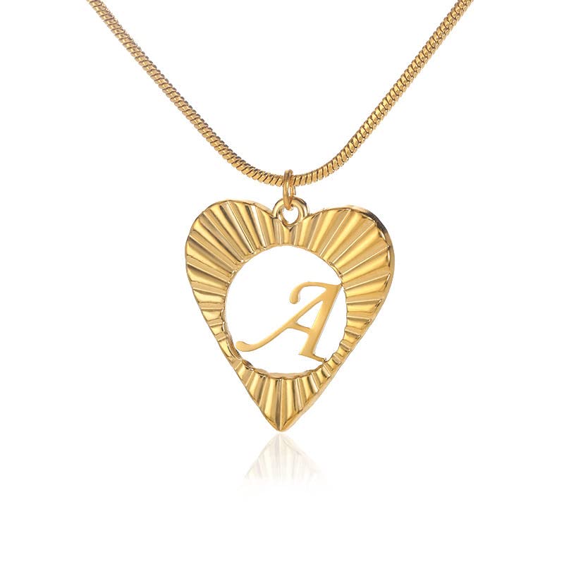 Heart Initial Necklace for Women 14K Gold Plated Dainty