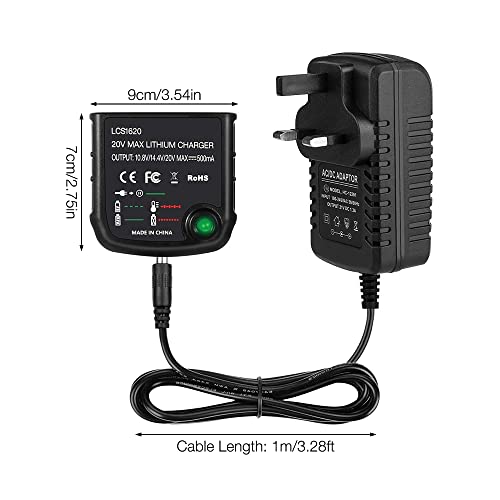 Gobesty Lithium Battery Charger Replacement for Black & Decker LCS1620 LBXR20 LBXR20-OPE LB20 LBX20 LBX4020 LB2X4020 LBXR2020-OPE LB2X3020-OPE LBXR20BT, Replacement Charger 20V with UK Plug